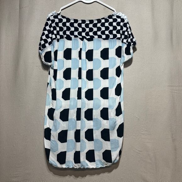 Anthropologie 9-H15 STCL Tunic Top Size M Navy White Geometric Print High Low - Picture 9 of 9